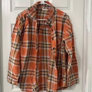 Maurices Rust and White Plaid Shirt